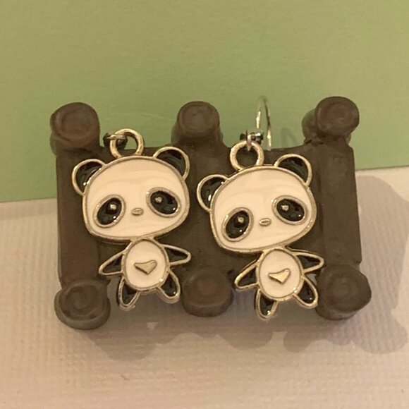 Panda Earring, Panda Bear Jewelry, Gift, Panda Jewelry, Silly Animal Earring - Picture 2 of 8